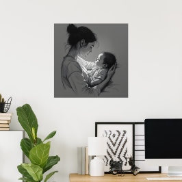 Kunstwerk Mutter & Baby Poster