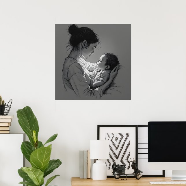 Kunstwerk Mutter & Baby Poster (Heimbüro)