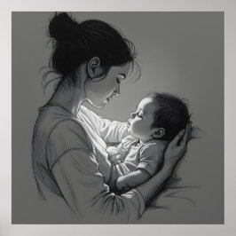 Kunstwerk Mutter & Baby Poster