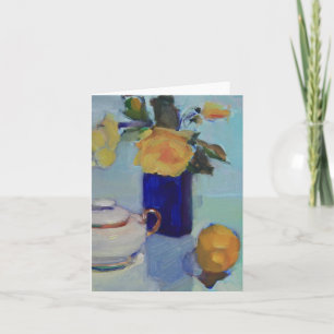 Kunstwerk von Gelben Rosen und Zitrone Karte