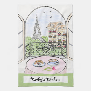 Kunstwerk Whimsical Paris Eiffelturm PERSONALISIER Geschirrtuch