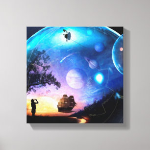 Kunstwerk zur Weltraumforschung Voyager-Raumsonde Leinwanddruck