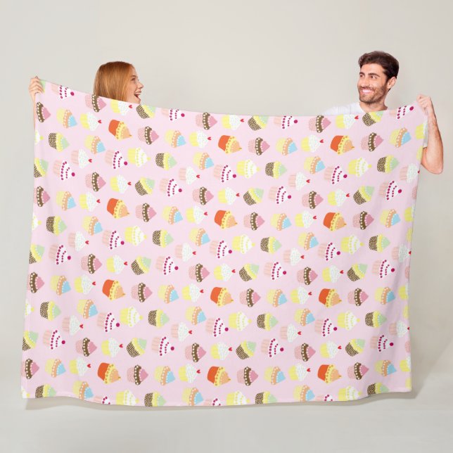 KUPCAKES PINK PATTERN FLEECEDECKE (Beispiel)