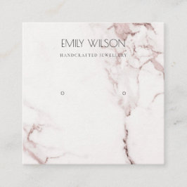 KUPER BLUSH PINK MARBLE STUD EARRING DISPLAY LOGO QUADRATISCHE VISITENKARTE