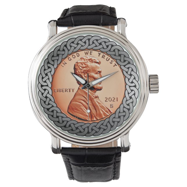 Kupfer Abraham Lincoln penny cent 2021celtic Watch Armbanduhr (Vorderseite)