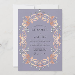 Kupfer-Amethyst-Rollen-Eukalyptus-Hochzeit Einladung