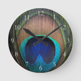Kupfer/Aquamarin/Blue Pfau Feather Runde Wanduhr