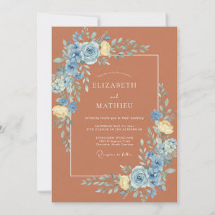 Kupfer-Azurborken-Eukalyptus-Hochzeit Einladung