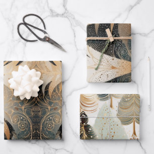 Kupfer-Bäume in einem Waldmuster Geschenkpapier Set