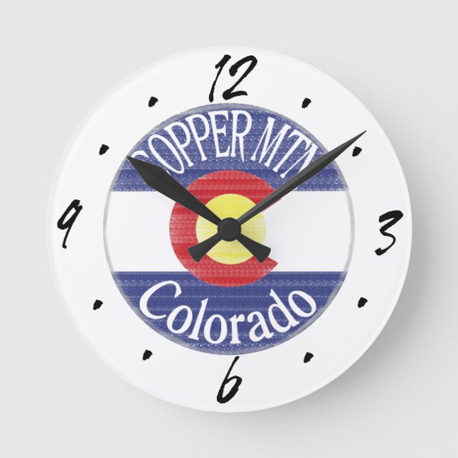 Kupfer-Berg Colorado-Umrandungsmauer Runde Wanduhr (Vorderseite)