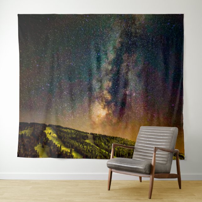 Kupfer Berggalaxie // Milchstraße Kosmischer Staub Wandteppich (Beispiel (Horizontal))