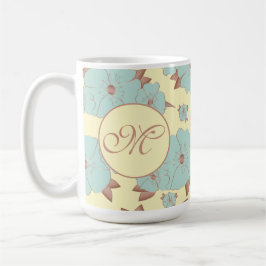 Kupfer Blassblüte Aquamarine Blüte auf Pastellgelb Kaffeetasse