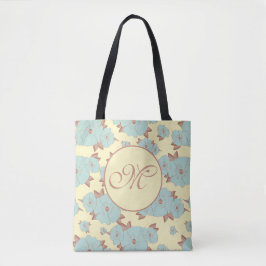 Kupfer Blassblüte Aquamarine Blüte auf Pastellgelb Tasche