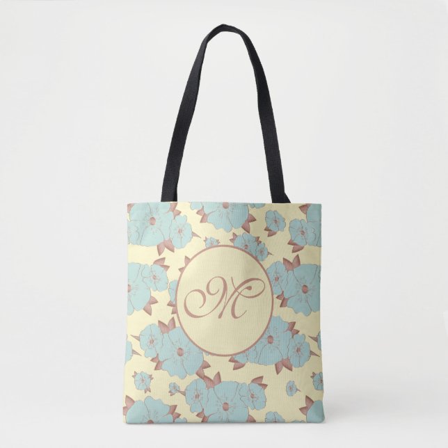 Kupfer Blassblüte Aquamarine Blüte auf Pastellgelb Tasche (Vorderseite)