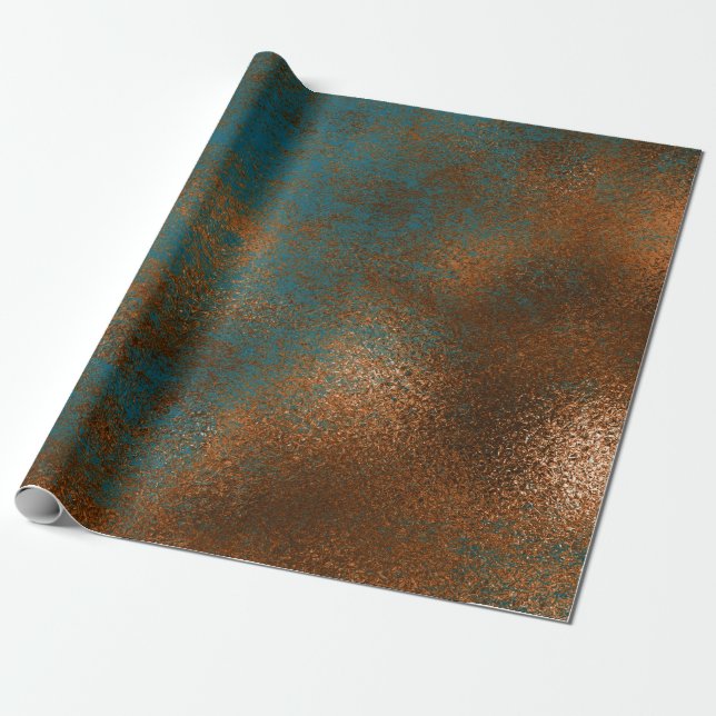 Kupfer Blue Patina Metallic Grill Urban Abstrakt Geschenkpapier (Ungerollt)