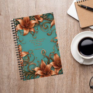 Kupfer-Blume im Türkis-Journal mit Jesus Notizbuch