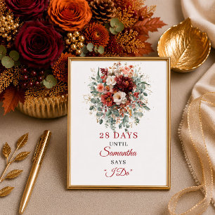 Kupfer Blumen Boho Brautparty Countdown Schild
