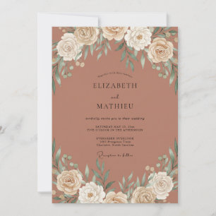 Kupfer-Botanische Aquarell-Hochzeit Einladung