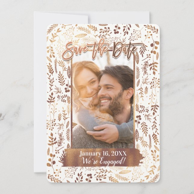 Kupfer Bronze Gold Foil Modernes Save the Date Fot Einladung (Vorderseite)