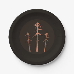 Kupfer Bronze Tall Pine Bäume Rustikale Hochzeit Pappteller