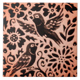 Kupfer Brown Woodland Bird Floral Leaf Fall Trivet Fliese