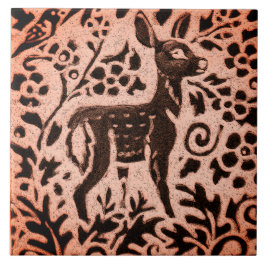 Kupfer Brown Woodland Fawn Deer Floral Fall Trivet Fliese