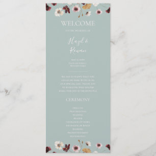 Kupfer-Burgund-Wildblume Aquamarines Hochzeitspr Programm