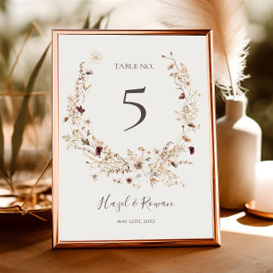 Kupfer-Burgund-Wildblume Beige Tischnummer