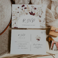 Kupfer-Burgund-Wildblume | Beige Wedding RSVP