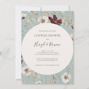 Kupfer-Burgund-Wildblume   Dusche für Aquamarine P Einladung
