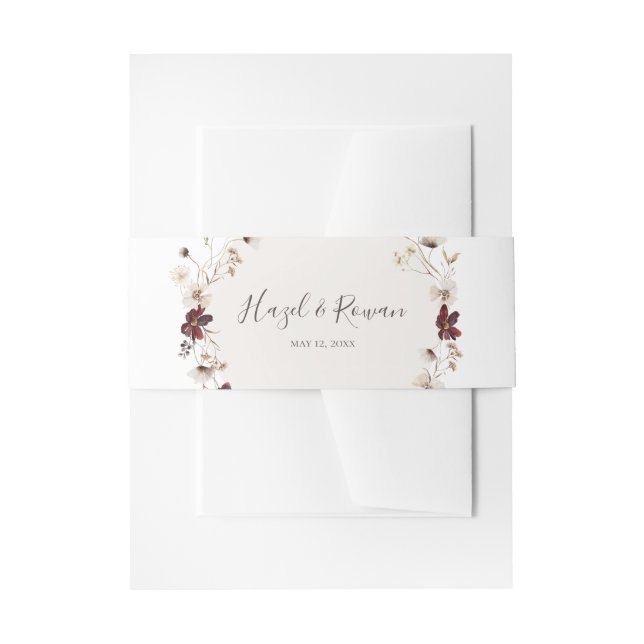 Kupfer-Burgund-Wildblume-Hochzeit Einladungsbanderole (Vorderseite Beispiel)