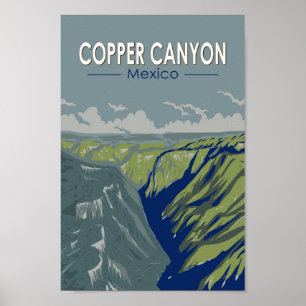 Kupfer Canyon Mexico Reise Kunst Vintage Poster