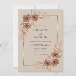 Kupfer Champagner Gemalte Hochzeit Einladung