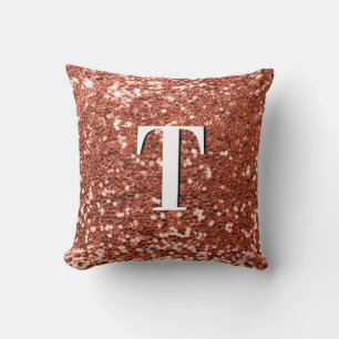 Kupfer Chunky Glitter Monogramm Kissen