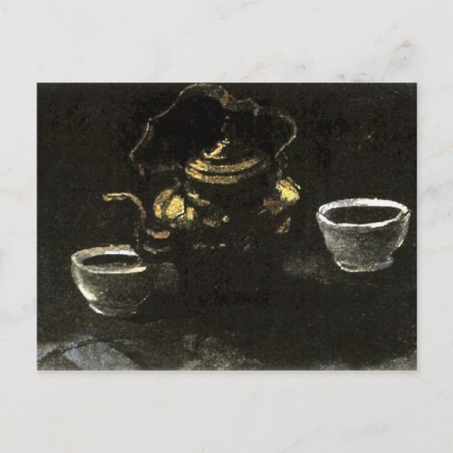 Kupfer-Coffeepot und Schalen, Vincent van Gogh Postkarte (Vorderseite)