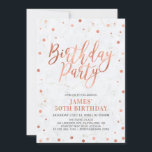 Kupfer Confetti & Marble Erwachsene 50. Geburtstag Einladung<br><div class="desc">Feiern Sie Ihren besonderen Tag mit diesem stilvollen,  modernen Geburtstagsgeschenk. Dieses Design zeichnet sich durch schicke Kupferkonfetti mit Marmorhintergrund aus.</div>