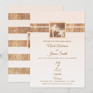 Kupfer & Creme Tropische Palmen Moderne Hochzeit Einladung