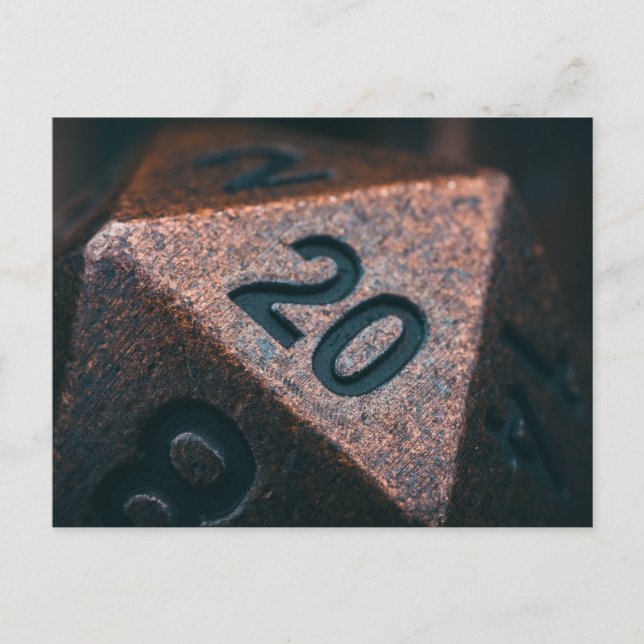 Kupfer D20 Polyhedral Postkarte (Vorderseite)