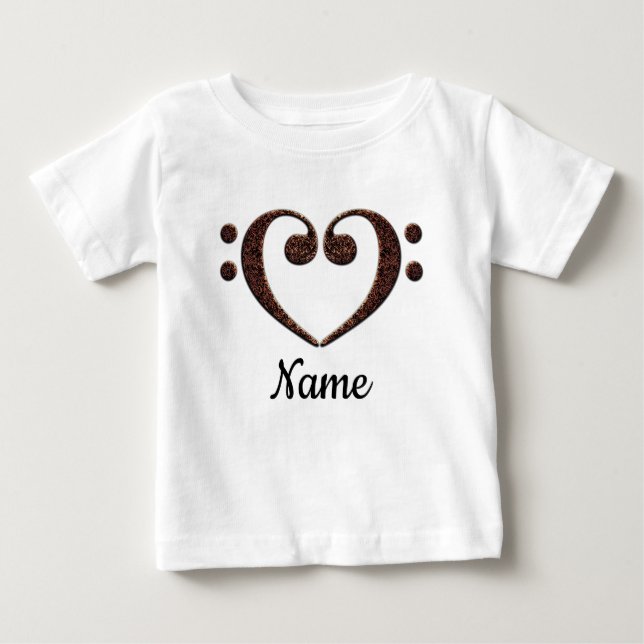 Kupfer-Doppelbläschen-Clef-Herz individuell angepa Baby T-shirt (Vorderseite)