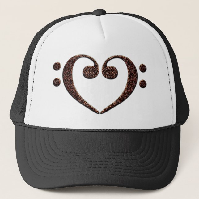 Kupfer Double Bass Clef Heart Music Lover Truckerkappe (Vorderseite)