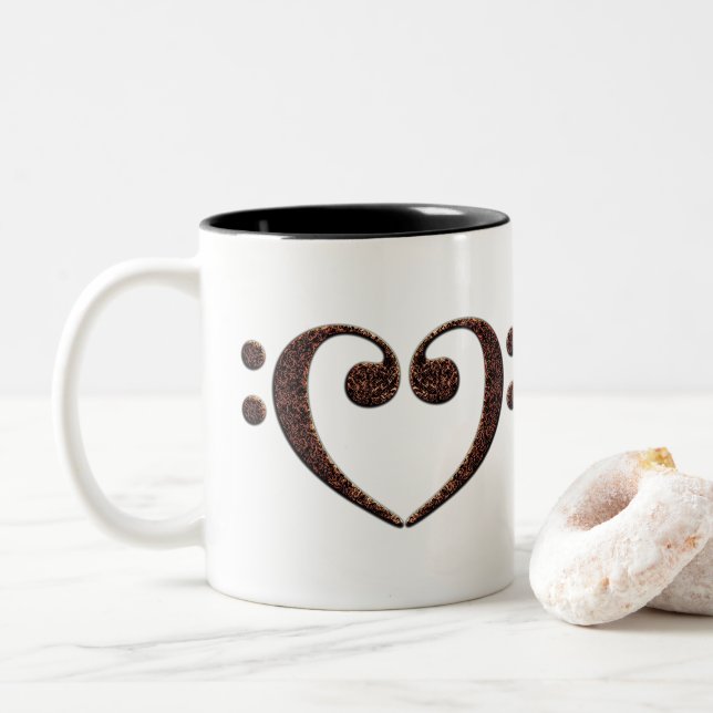 Kupfer Double Bass Clef Heart Music Lover Zweifarbige Tasse (Mit Donut)