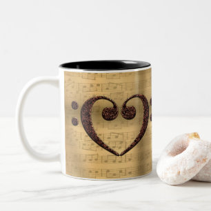 Kupfer Double Bass Clef Heart Music Lover Zweifarbige Tasse