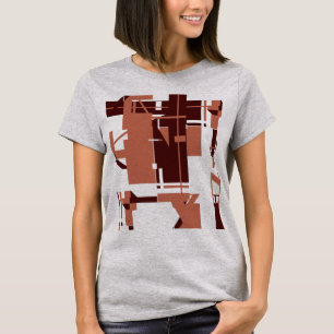 Kupfer Dunkelbraun MCM-ähnliche geometrische Abstr T-Shirt