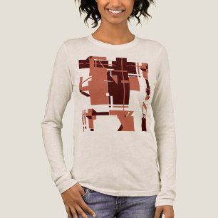 Kupfer Dunkelbraun MCM-ähnliche geometrische Abstr Tri-Blend Shirt