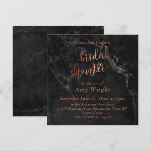 Kupfer-Elegant-Script & Schwarze Marmor-Junggesell Einladung