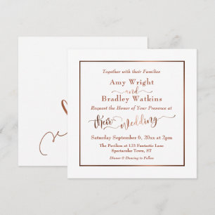 Kupfer Elegantes Skript & Editable White Hochzeit Einladung