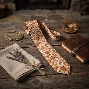 Kupfer Elfenbein Chintz Blumenranke Krawatte