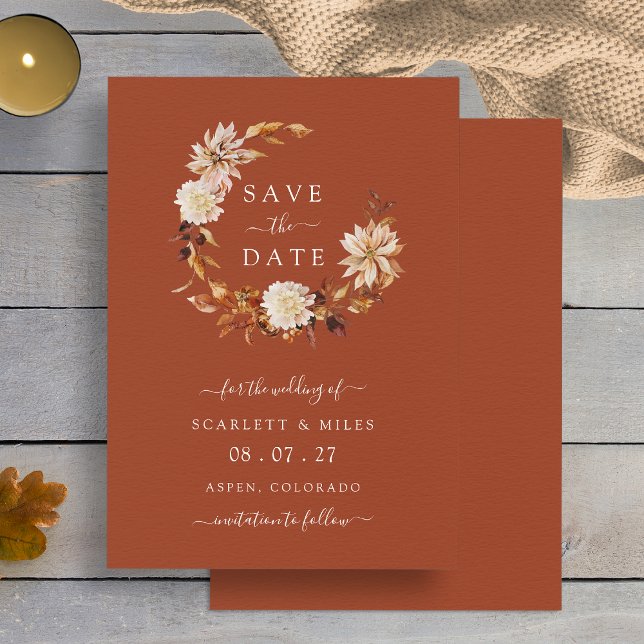 Kupfer Fall Wreath Hochzeit speichern das Datum Save The Date (Copper Fall Wreath Wedding Save The Date by Painted Paperie
)