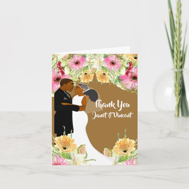 Kupfer Floral American Wedding Vielen Dank Dankeskarte (Vorderseite)