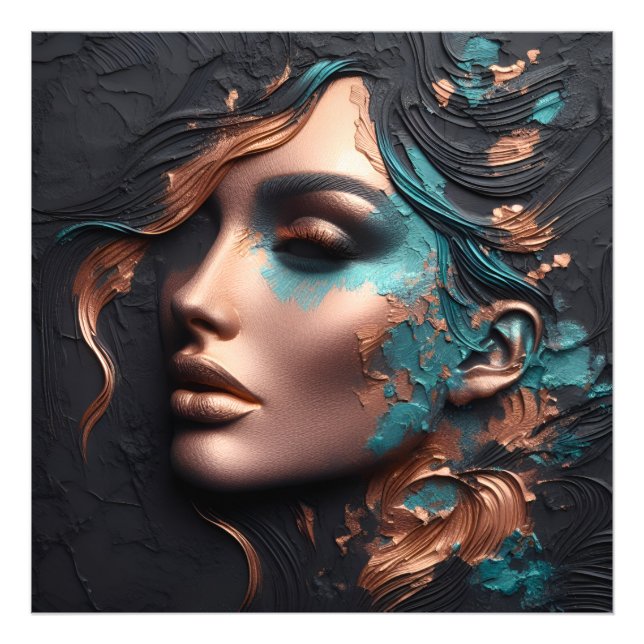 Kupfer-Frau - KI-Schöpfung Fotodruck (Vorne)